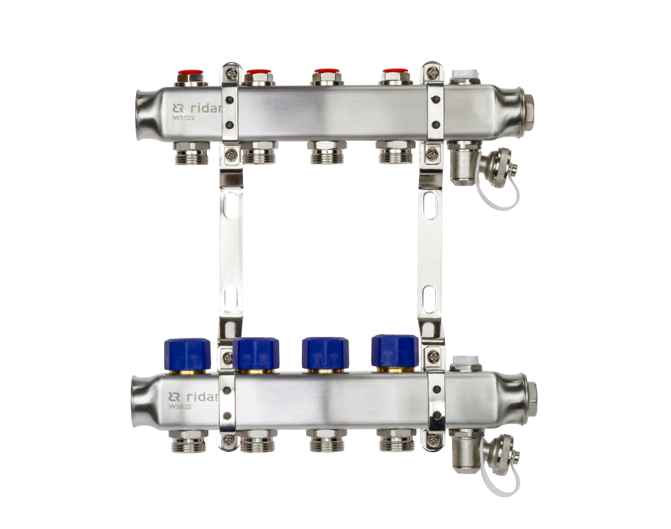 Ридан 088U0976R — Комплект коллекторов SSM-6R set с кронштейнами, ручным воздухоотводчиком, сливным краном и торцевой заглушкой, 6 контуров